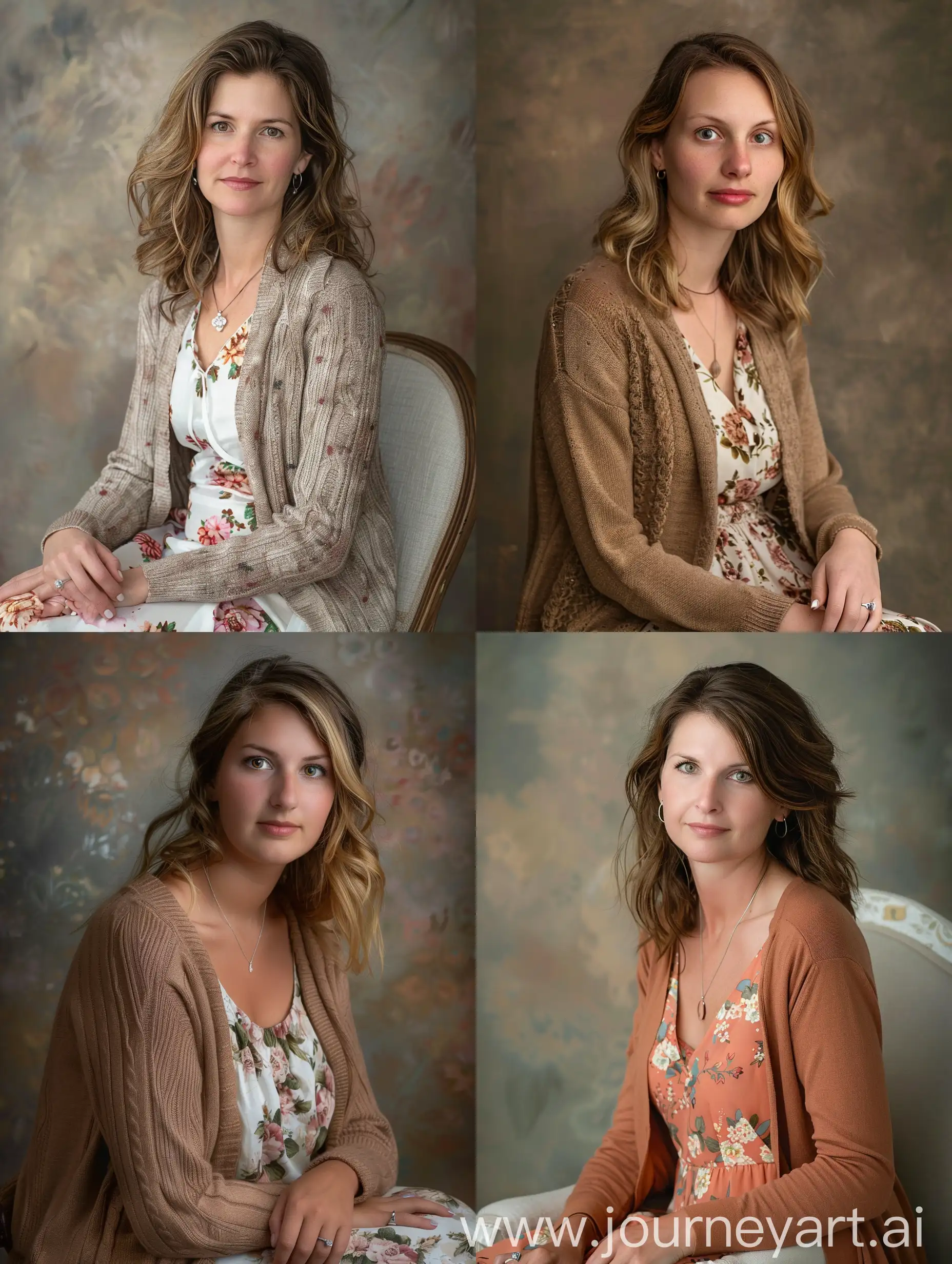 Middle-School-Teacher-Portrait-in-Soft-Brown-Clothing-and-Cardigan