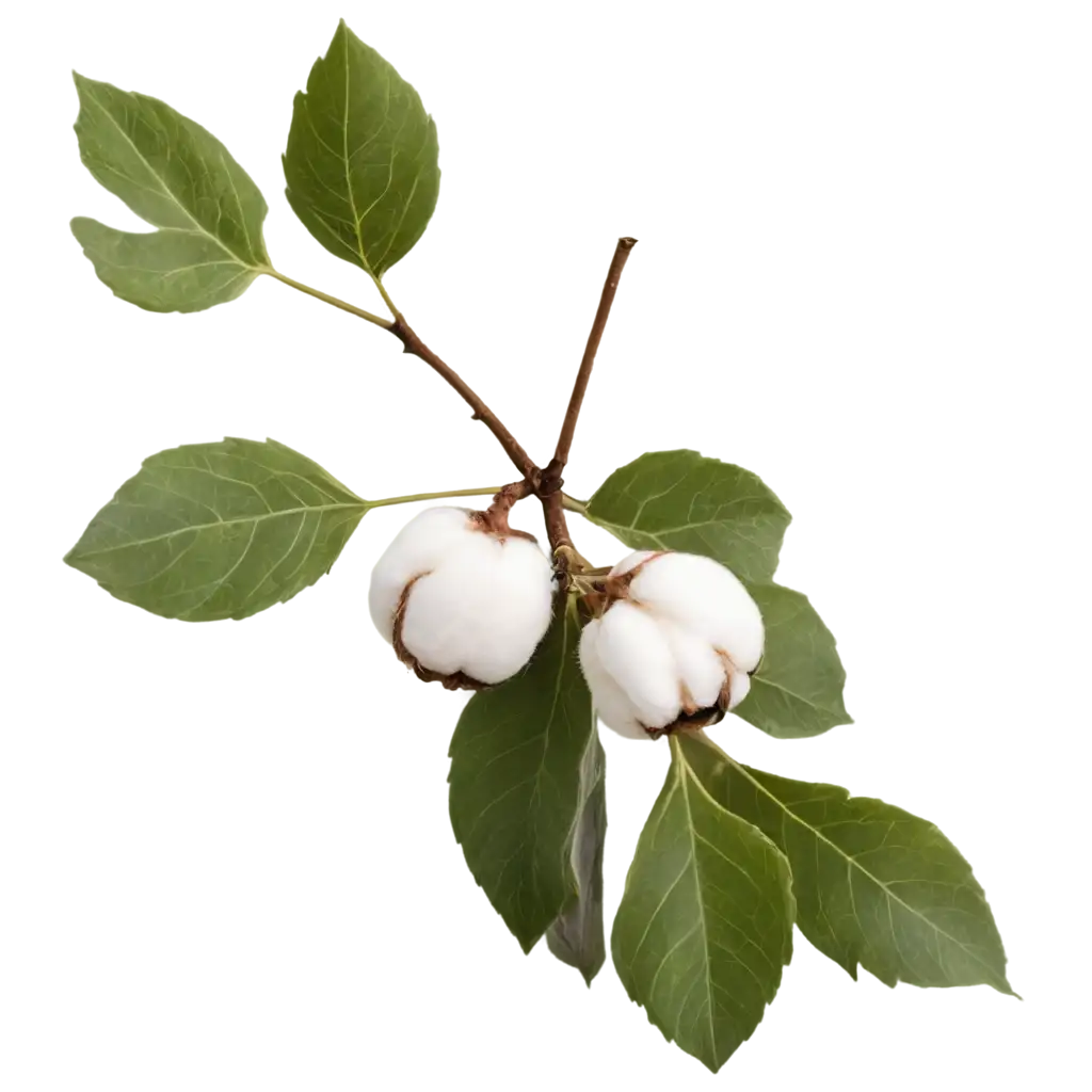 Cotton-Plant-with-Bolls-and-Leaves-PNG-Image-HighQuality-Transparency-for-Creative-Use