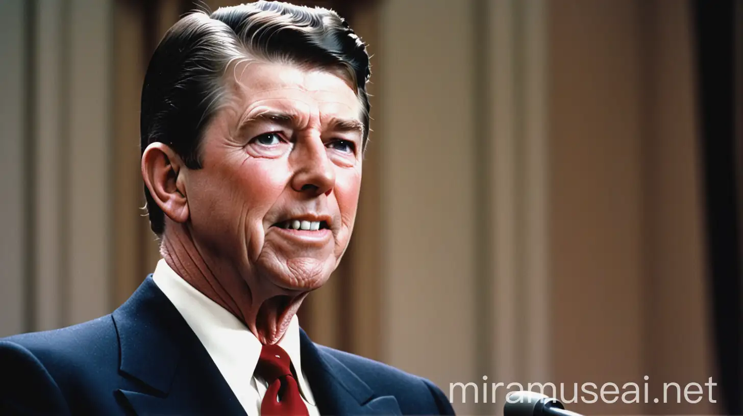 Ronald Reagan Iconic American President in Thoughtful Pose