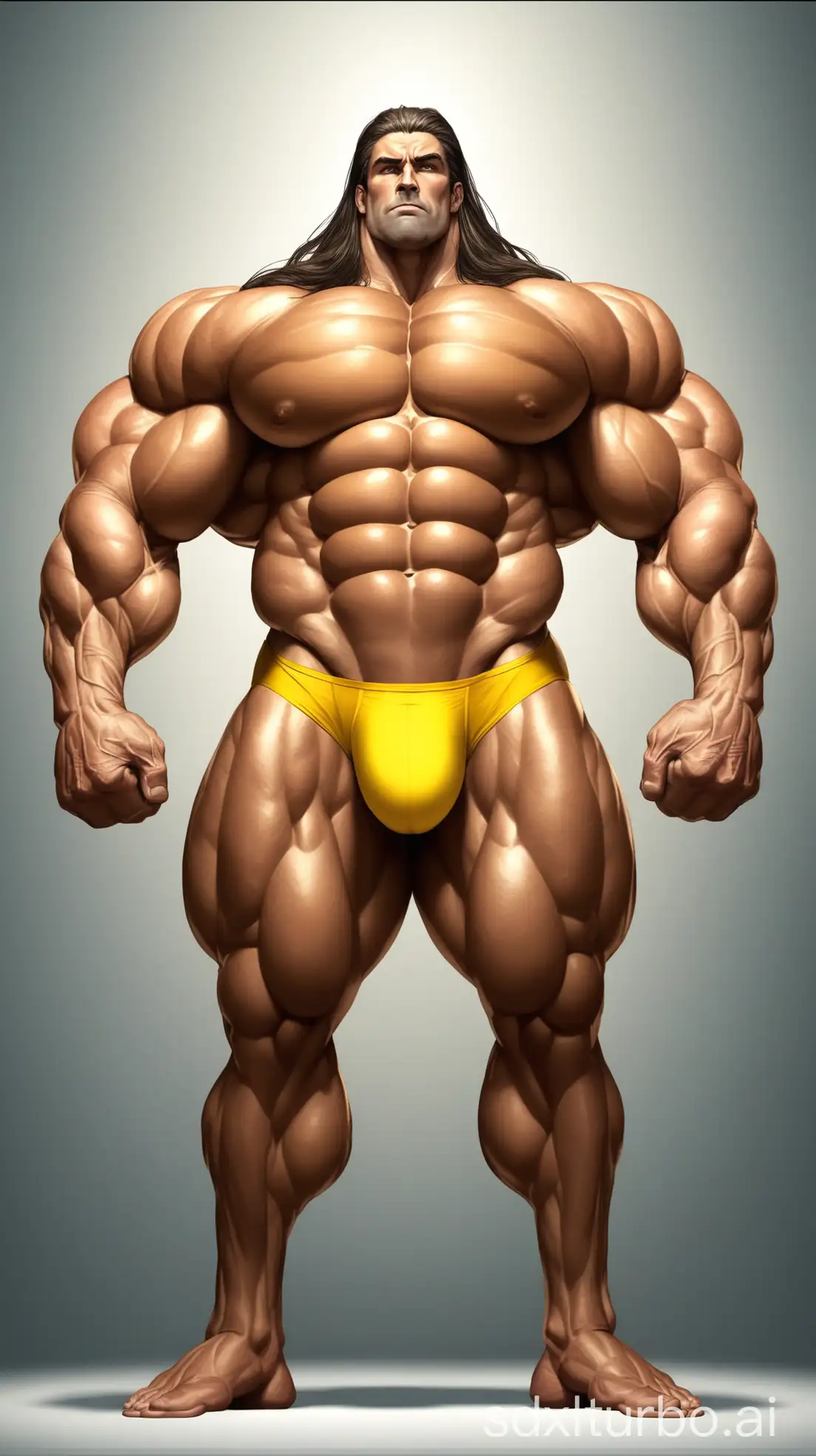 Superhuman-with-Giant-Muscular-Physique-and-Towering-Height-in-Yellow-Underwear