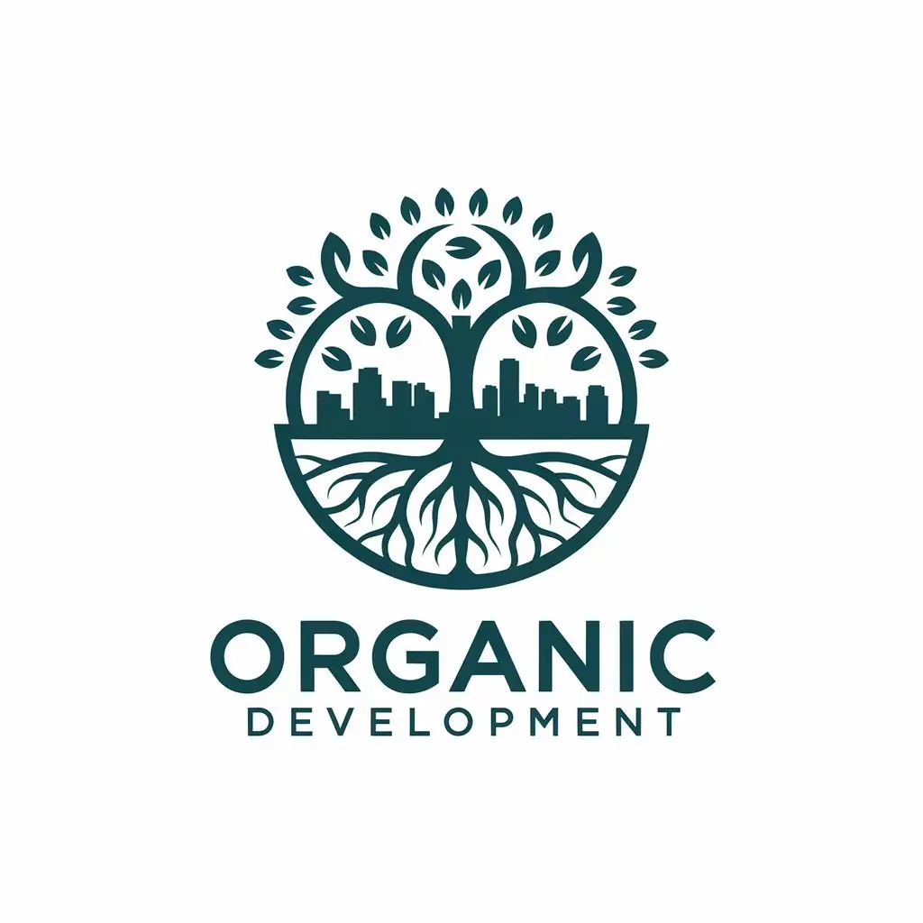 LOGO Design For Organic Development Green Vine Wrapped around Modern Building on White Background