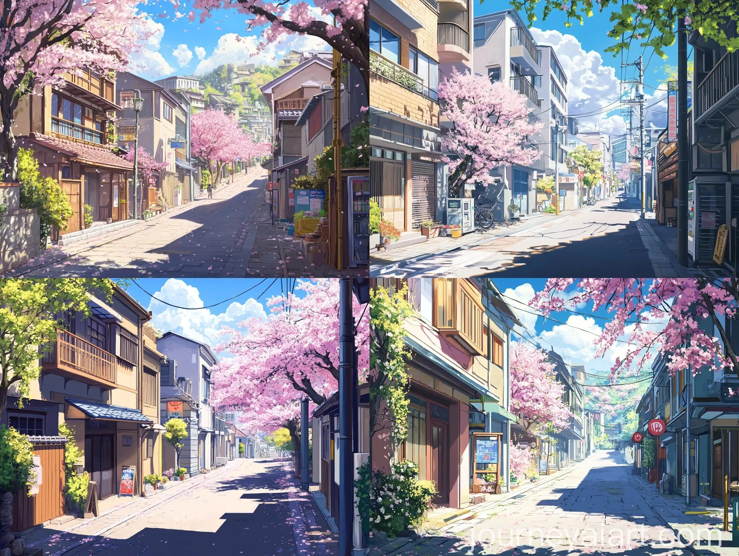 Anime-Style-Side-Street-with-Cherry-Blossoms-and-MultiStorey-Buildings