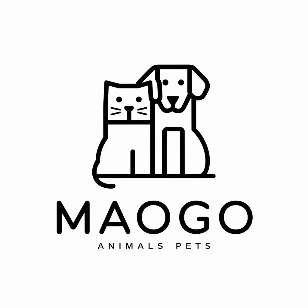 a vector logo design,with the text "maogo", main symbol:cat dog,Minimalistic,be used in Animals Pets industry,clear background