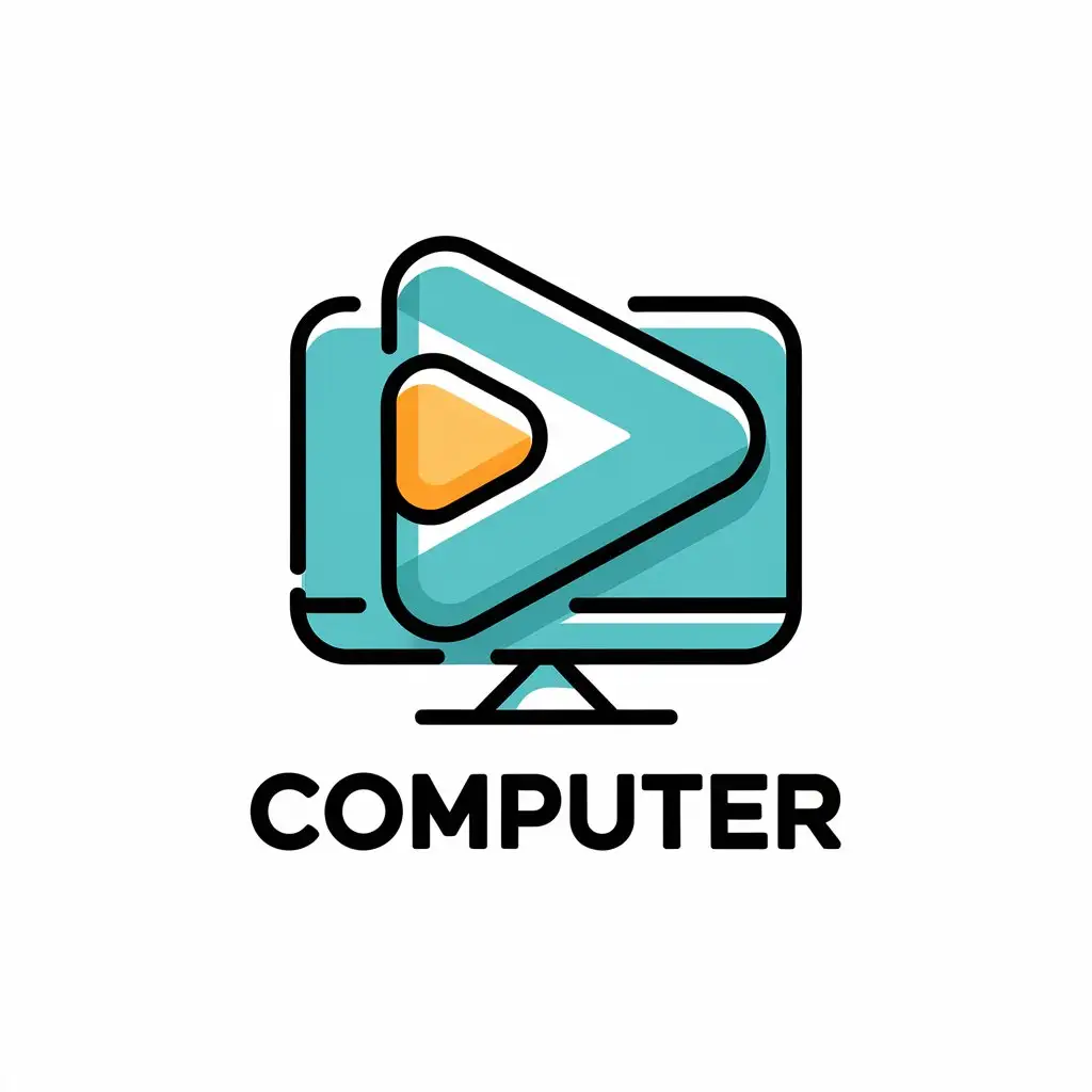 LOGO Design for Computer Play Button Symbol for the Internet Industry with Clear Background