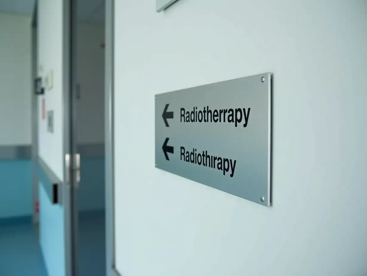 Radiotherapy word direction signage in hospital for cancer treatment