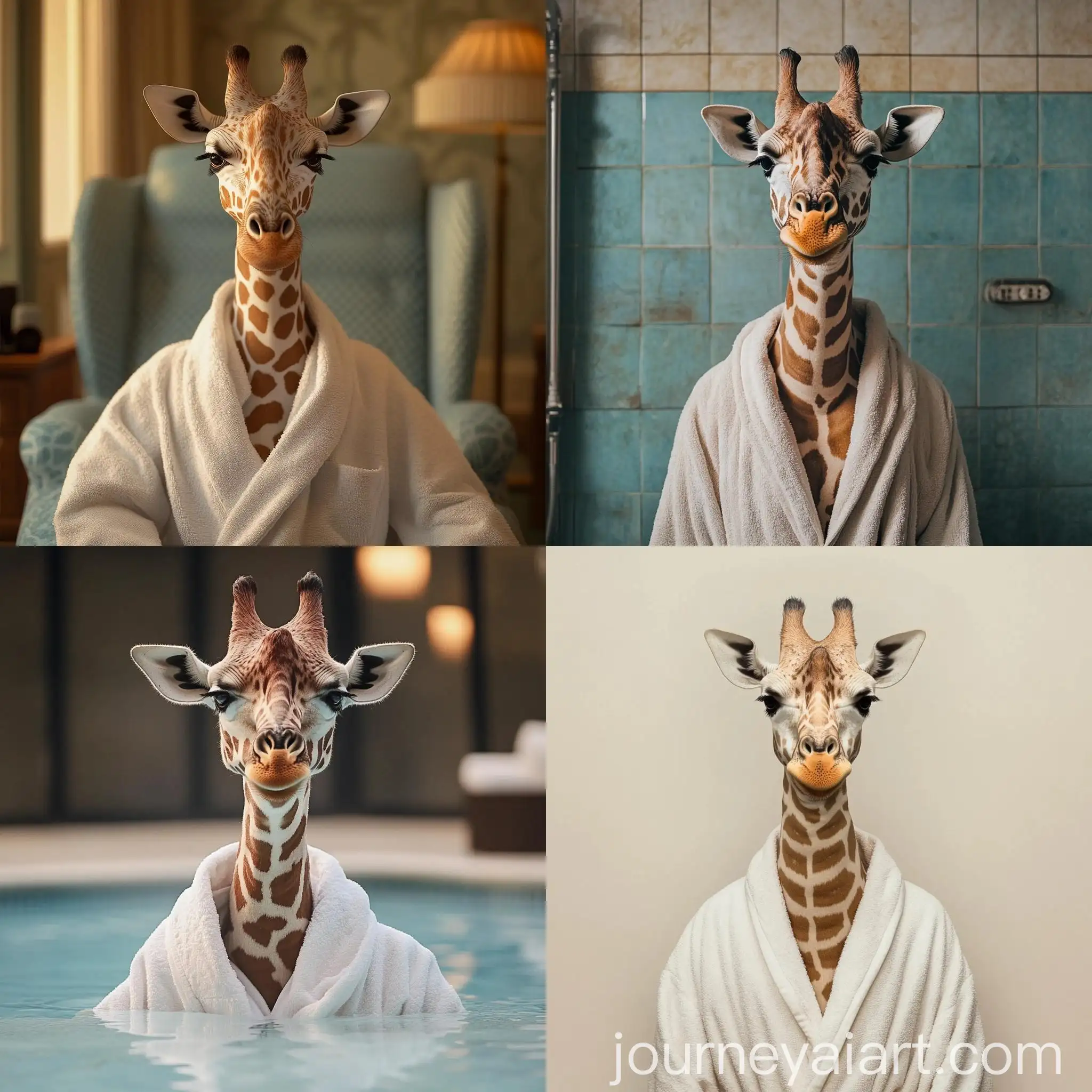Giraffe-Relaxing-in-Spa-with-Bathrobe