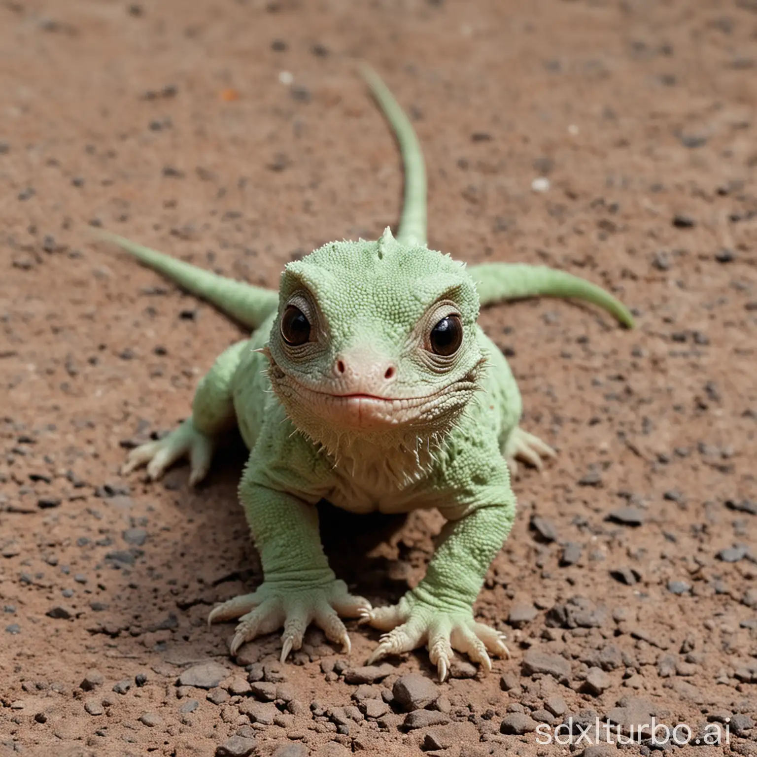 Playful-Puppy-with-Curious-Lizard