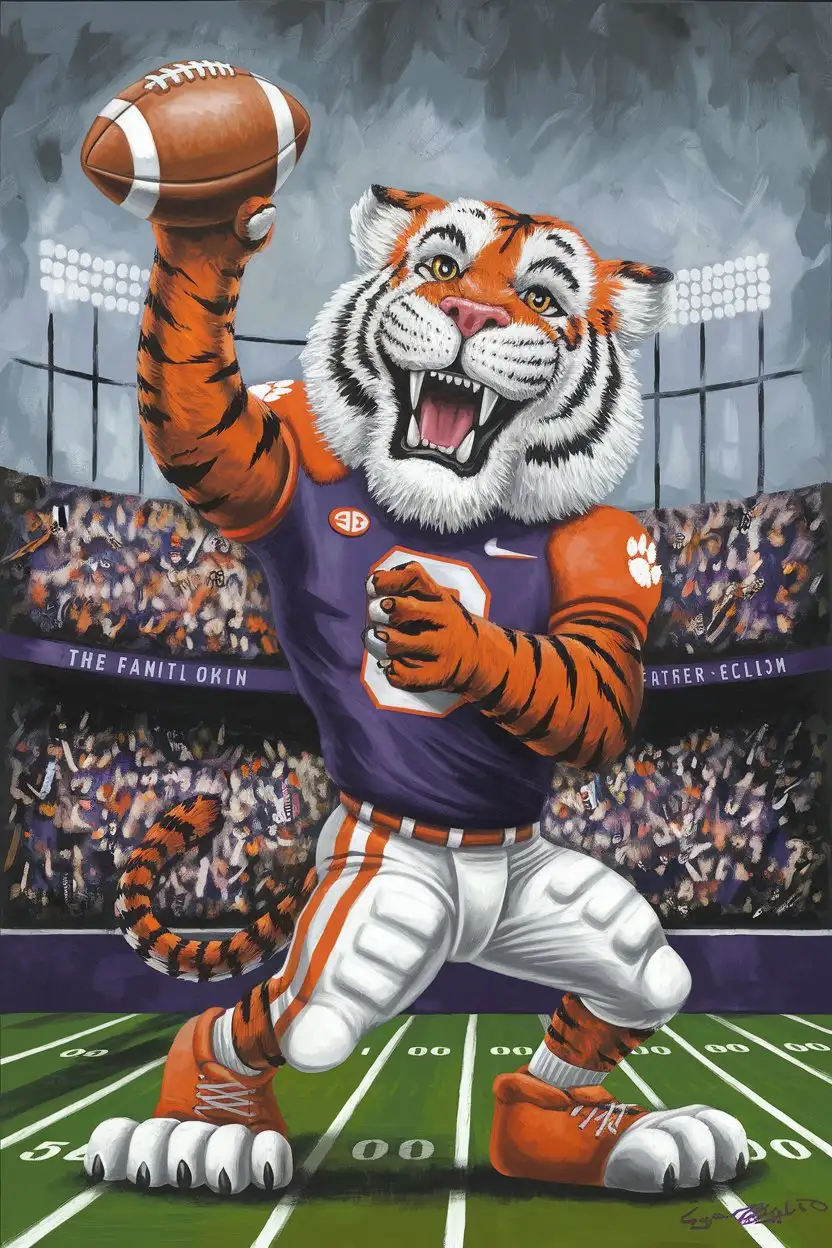 Clemson-Tiger-Mascot-Spiking-FootballAI-Image-Prompt-Expansion-in-Action
