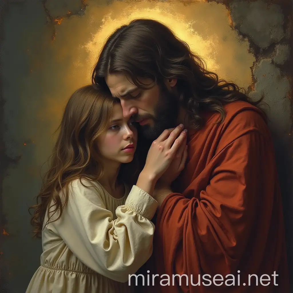 Emotional Depiction of Jesus Weeping Intensely