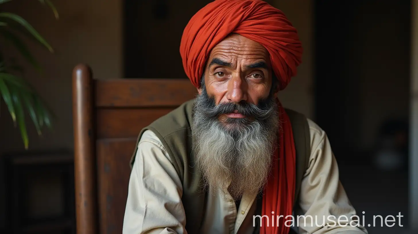 Hyper Realistic AI Image Portrait of Indian Muslim Old Man with RedColored Beard and Hair