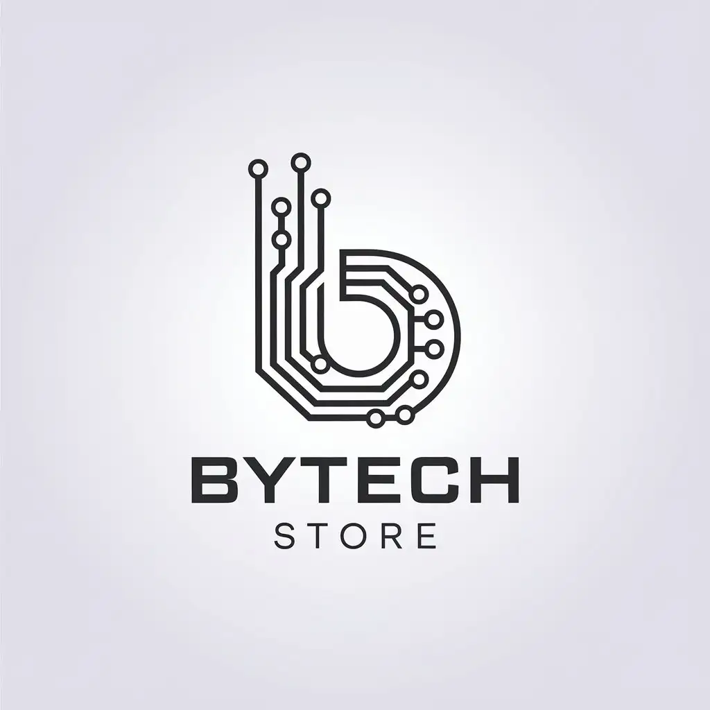 LOGO Design for Bytech Store Minimalistic B Symbol for Technology Industry with Clear Background