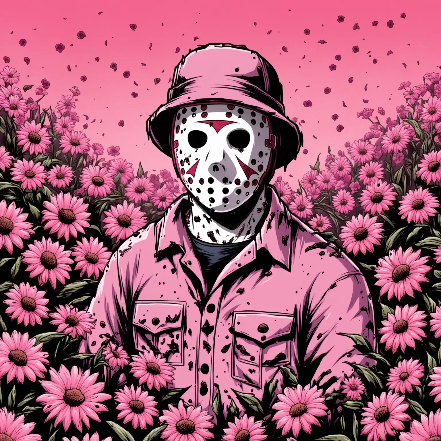 Cartoon-Jason-Vorhees-Surrounded-by-Pink-Flowers