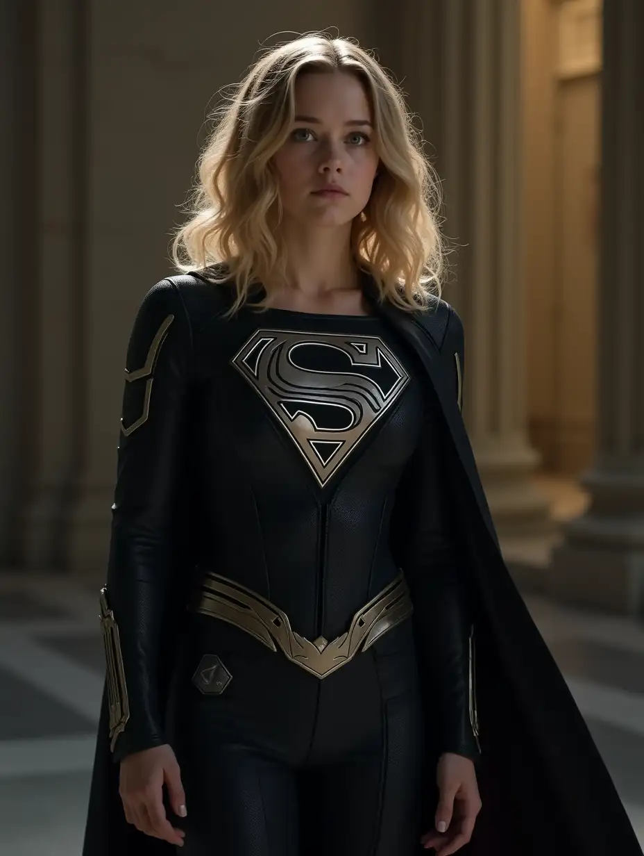 Milly-Alcock-as-Kara-ZorEl-in-Sleek-Dark-Supergirl-Suit-at-Fortress-of-Solitude