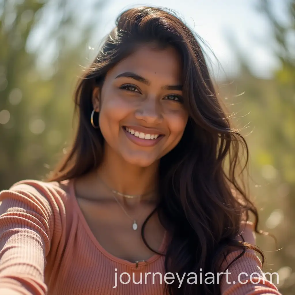 Indian-Teenage-Girl-Taking-a-Selfie-in-Casual-Setting