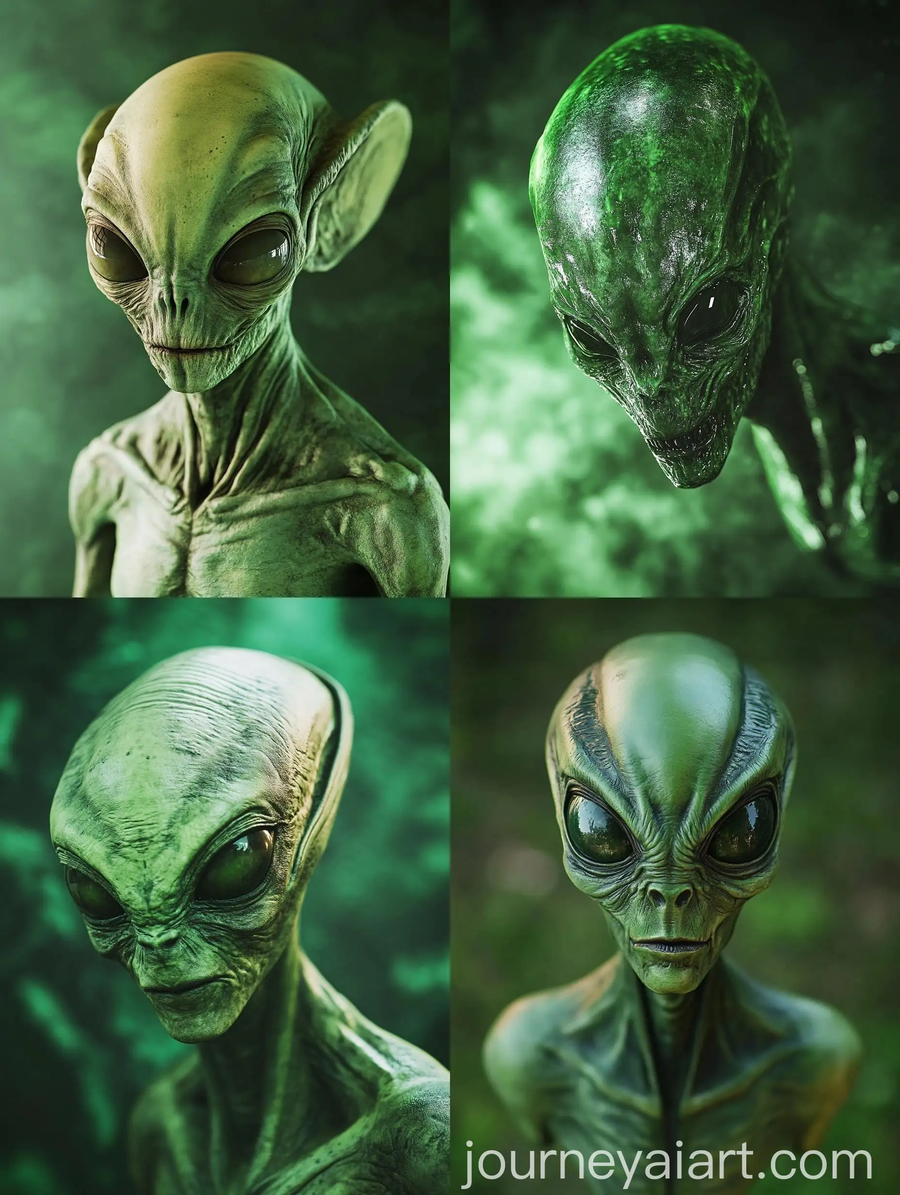 Green-Alien-Creature-Head-on-Green-Background-Realistic-Space-Horror-Movie-Scene