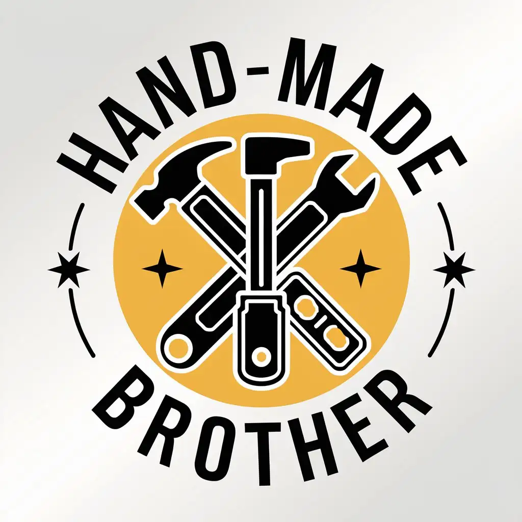 a vector logo design,with the text "hand-made brother", main symbol:without charge,Moderate,be used in Construction industry,clear background