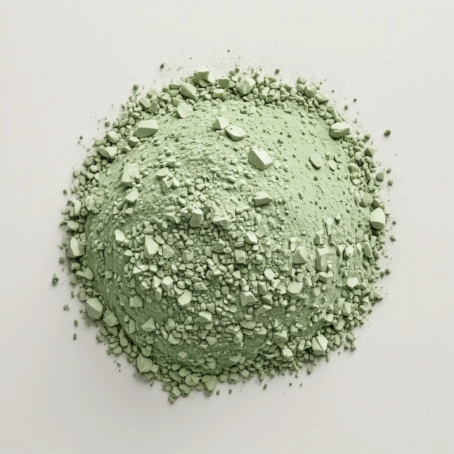 Overhead-View-of-Light-Green-Mineral-Pigment-on-White-Background