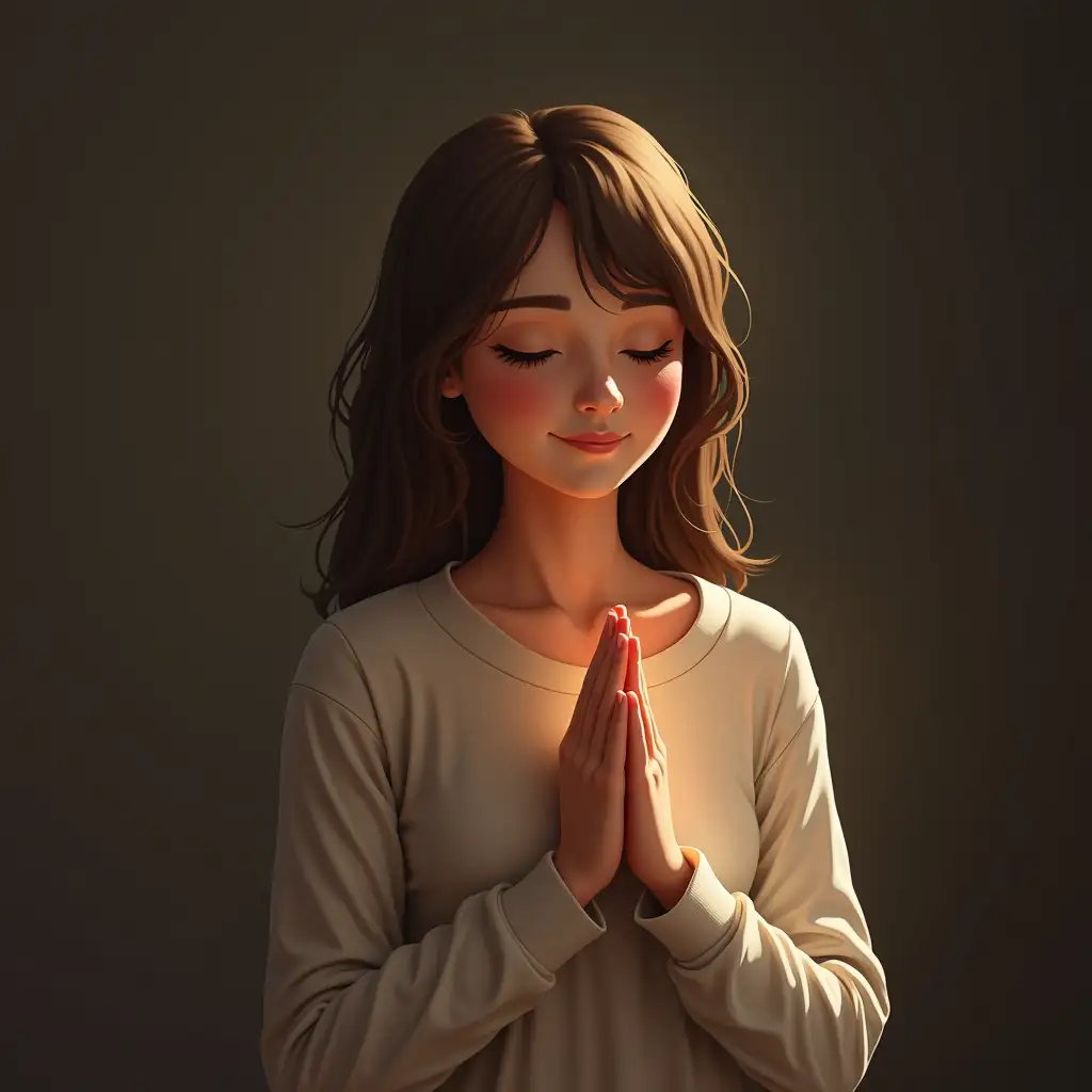 create for me an image of a person praying, and smiling