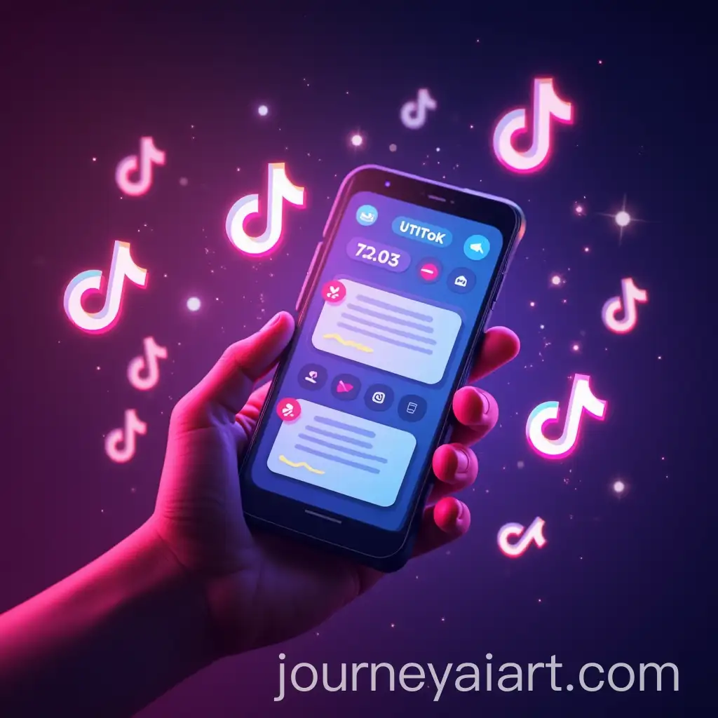 Vibrant-Abstract-TikTok-Logos-and-Smartphone-Messaging-in-Glowing-Background