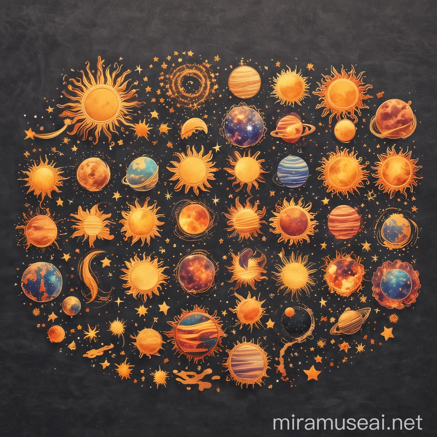 Law of Attraction Sticker Shapes for Journal Sparks Sun Sunrise Planets Joy