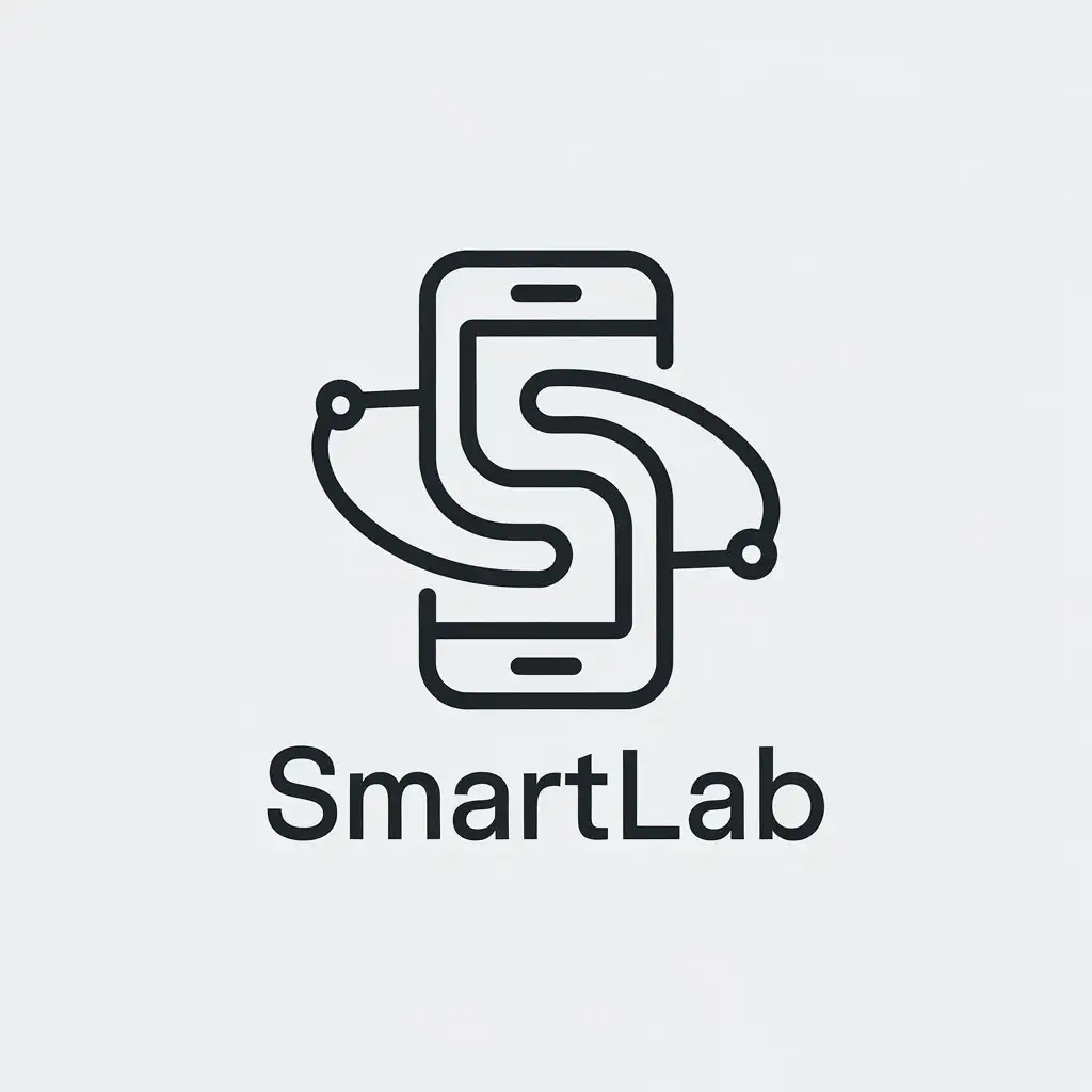 a vector logo design,with the text "SmartLab", main symbol:Mobile phone,Minimalistic,be used in Retail industry,clear background