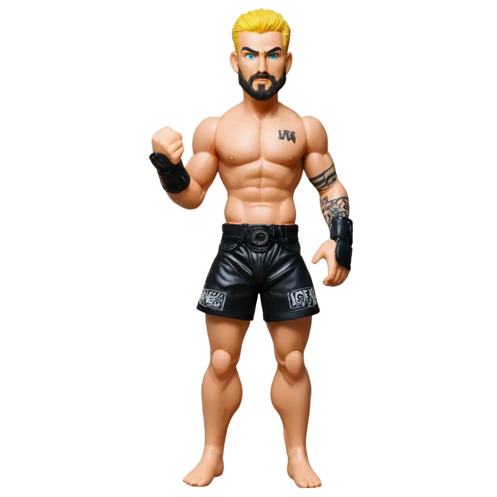 Detailed-PNG-Image-of-a-Strong-Articulated-Wrestling-Doll-with-Tattoos-Blonde-Braid-and-UFC-Gear