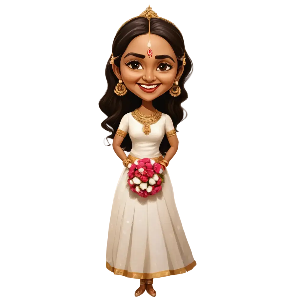 South-Indian-Wedding-Caricature-Bride-Groom-PNG-Image-Capturing-Joyful-Moments-with-Artistry