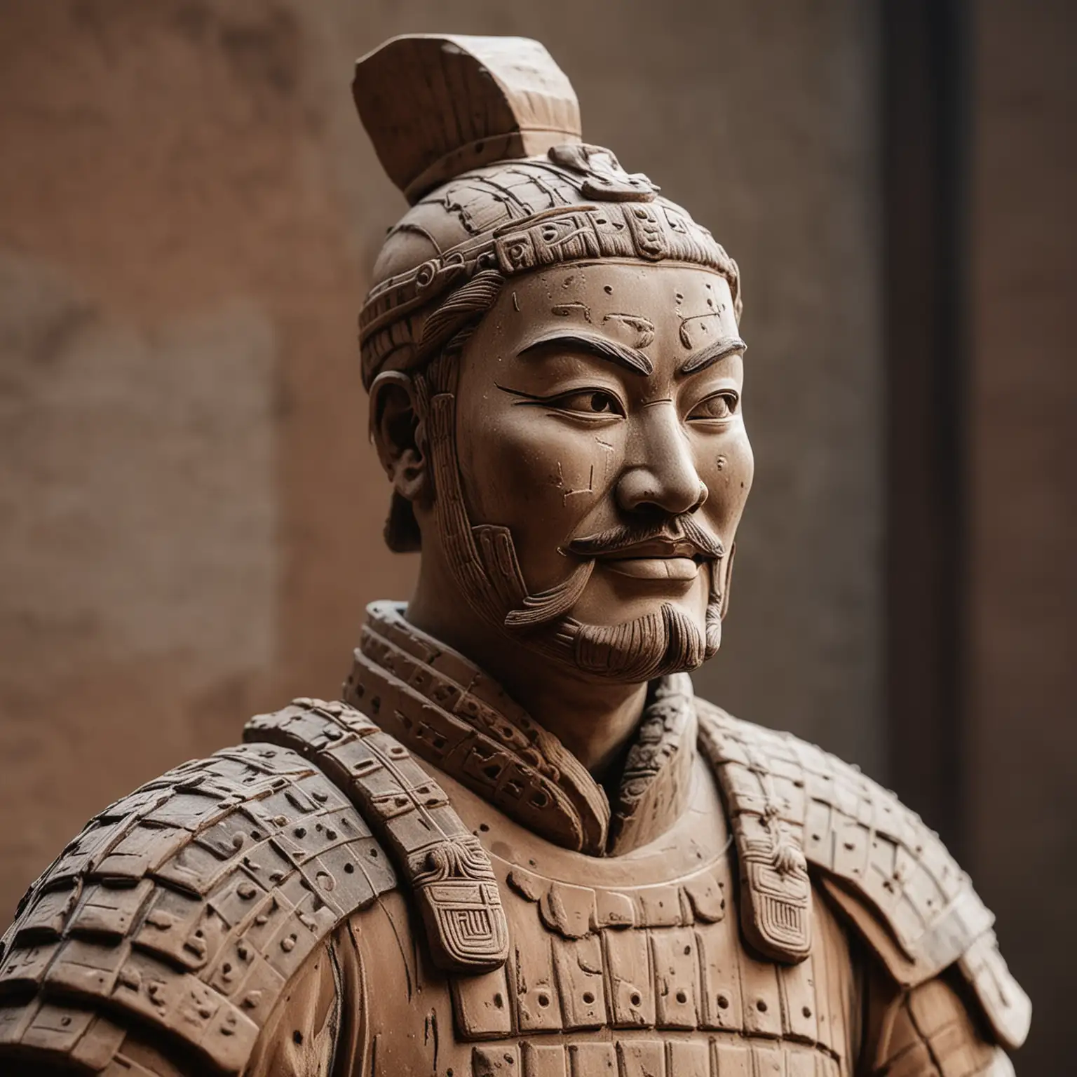 close up view of chinese terracotta warrior statue