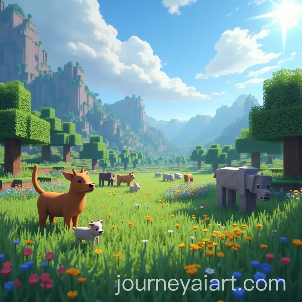 Minecraft-Style-Super-Graphics-with-Animals-in-a-Rural-Setting