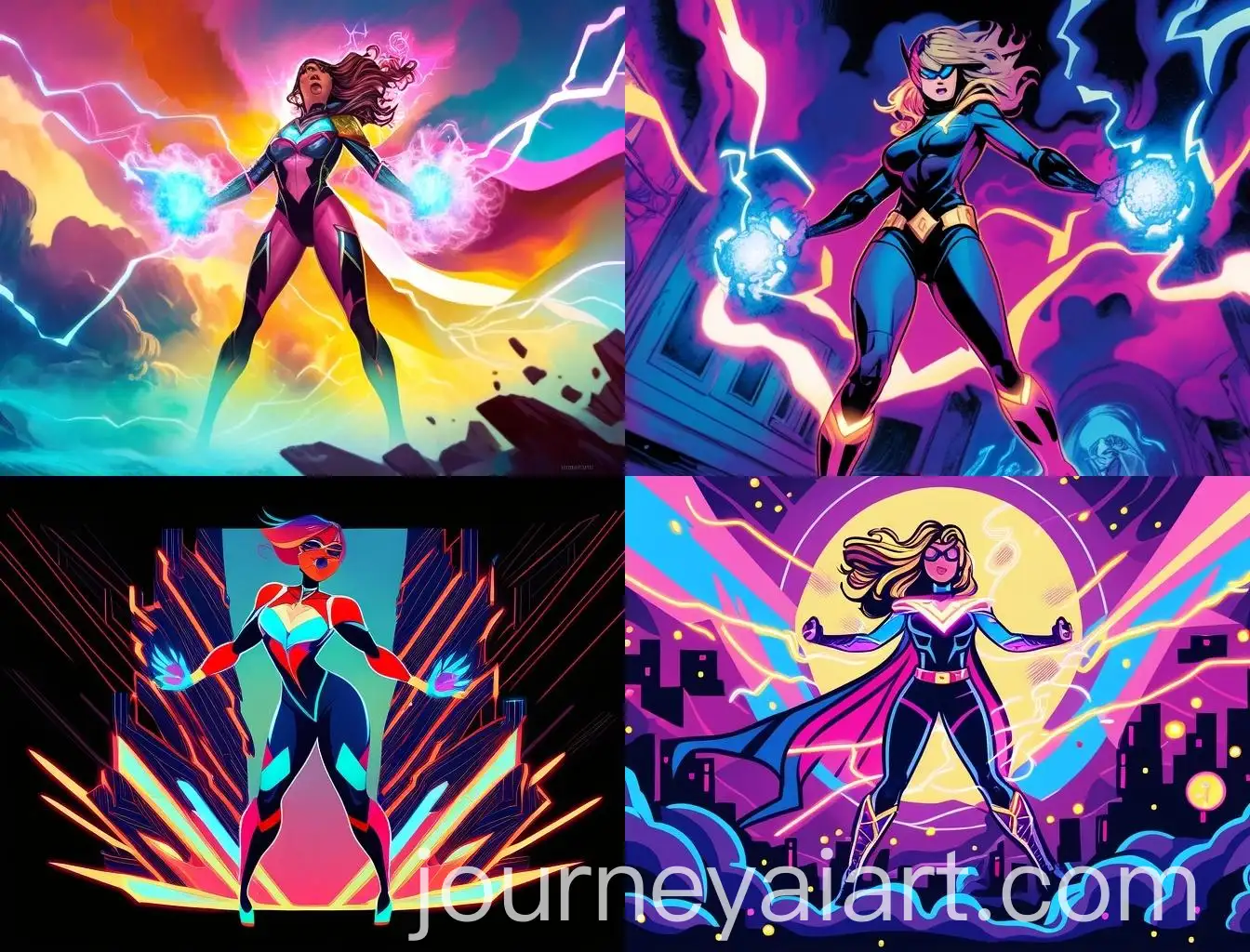 Beautiful-Female-Superhero-Power-Charging-in-Chaos