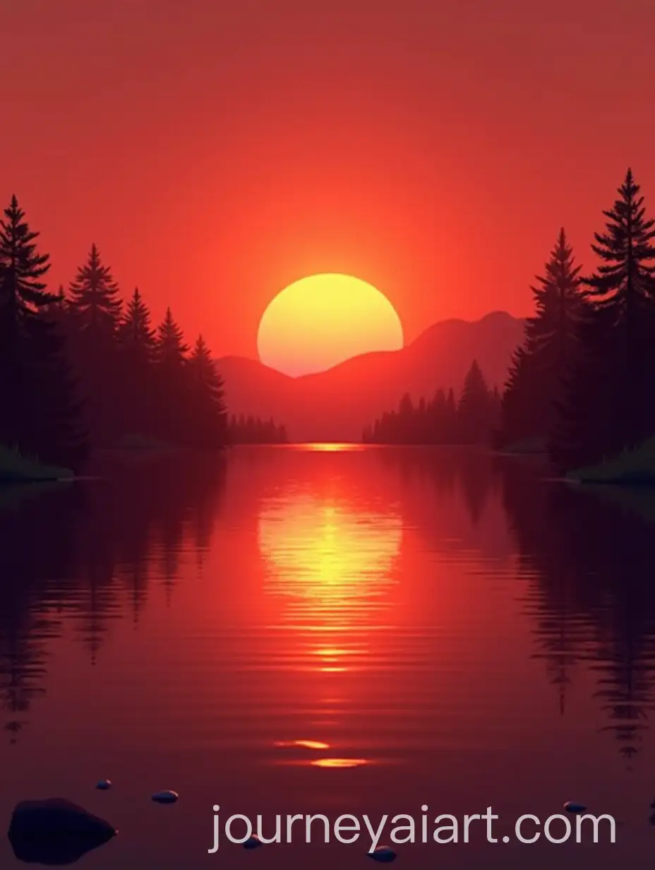Mobile-App-Interface-for-Tracking-KBJU-and-Water-Balance-with-Sunset-Over-Lake-Background