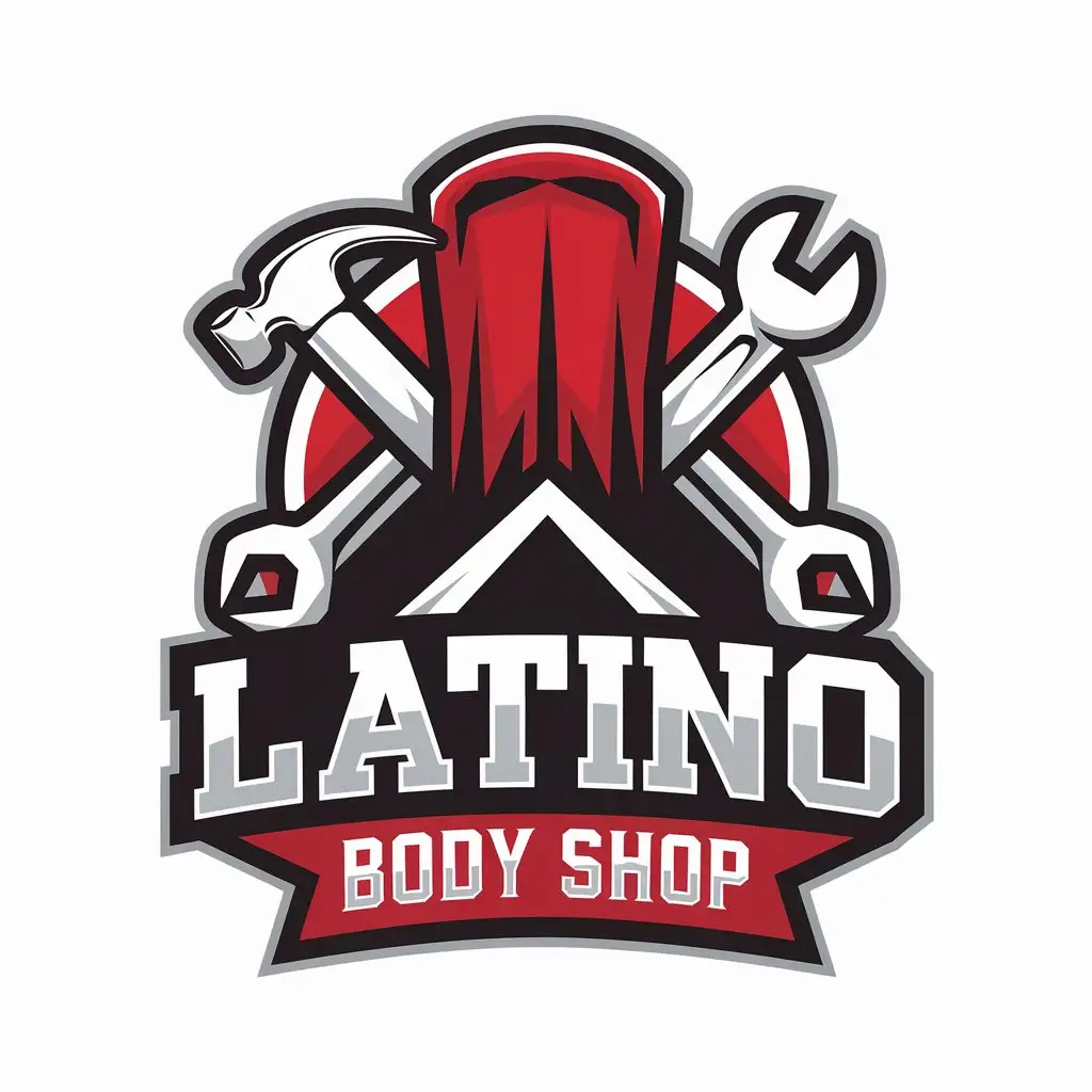 LOGO Design for Latino Body Shop Automotive Industry with Bold and Clean Typography