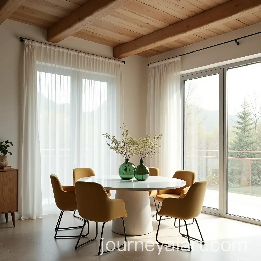Minimalist-Dining-Room-with-Natural-Light-and-Curved-Design-Furniture