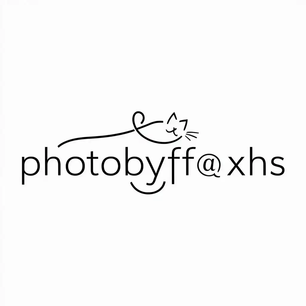 a logo design,with the text "PHOTObyFF@XHS", main symbol:linecat,Minimalistic,be used in Others industry,clear background