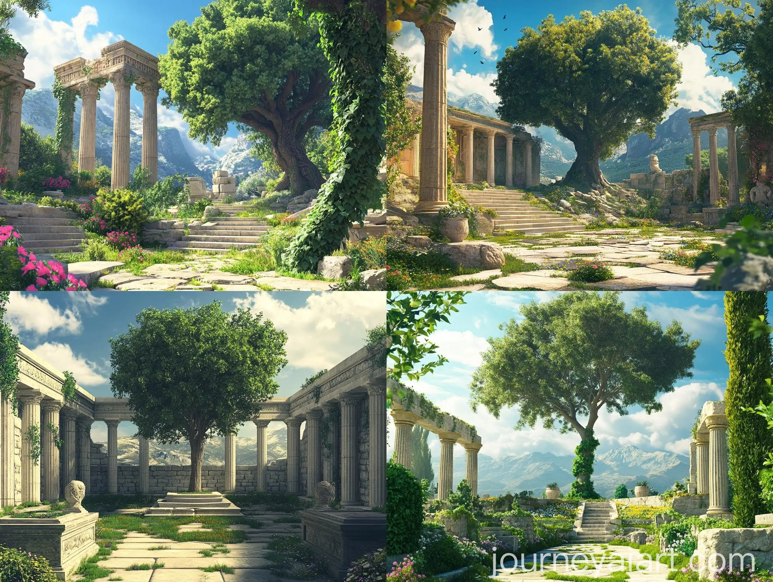 Ancient-Greek-Temple-Garden-with-Laurel-Tree