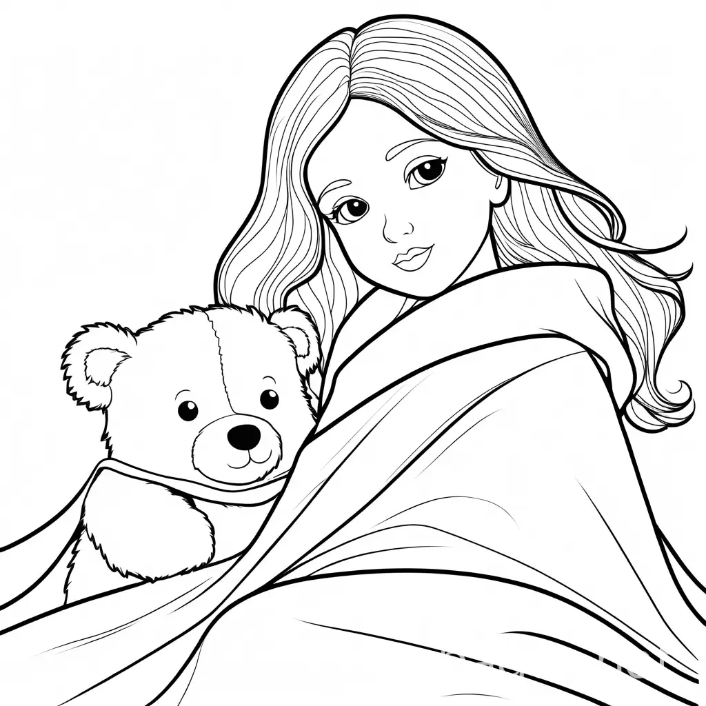 Young-Girl-Snuggling-Under-a-Blanket-with-a-Stuffed-Animal