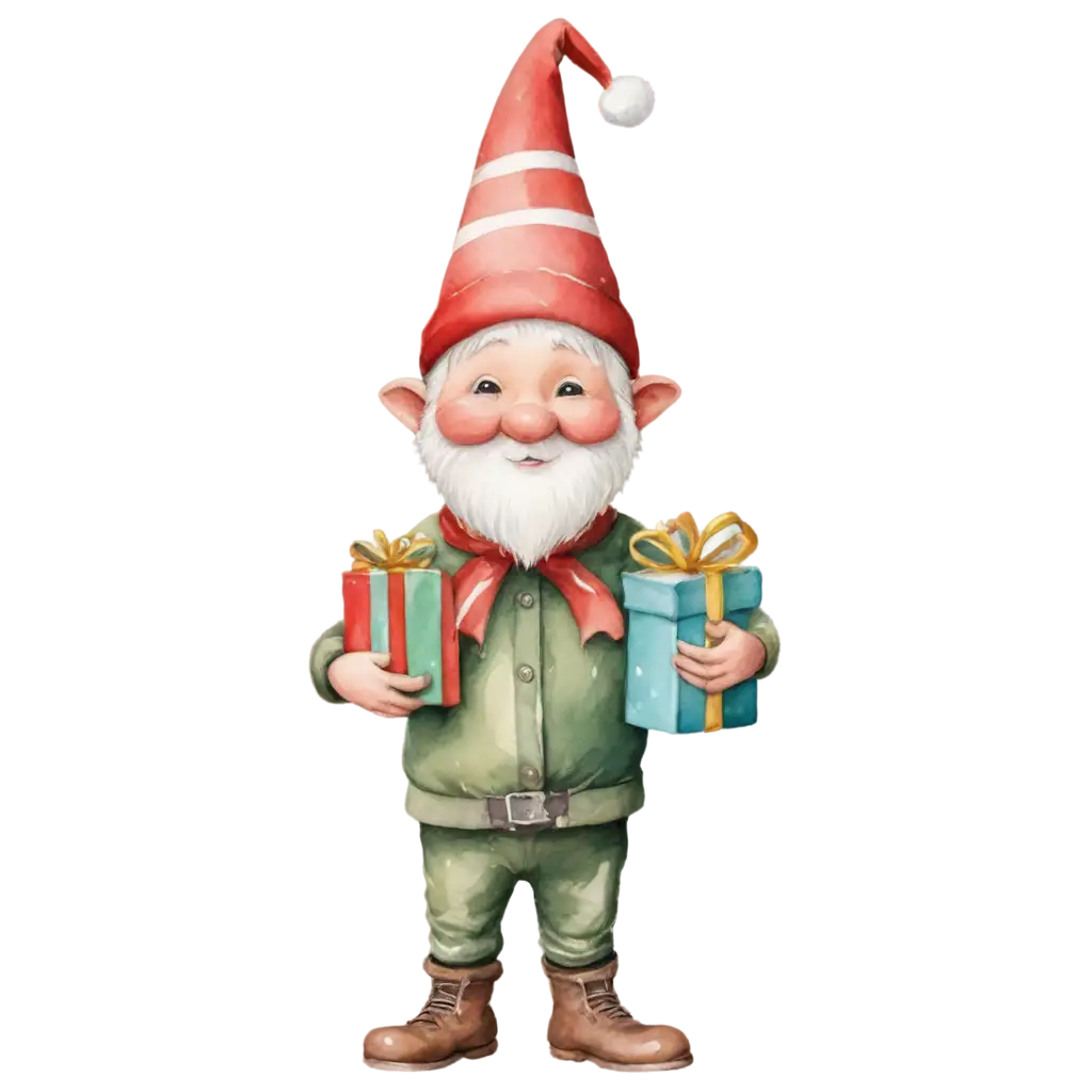 Whimsical-Christmas-Gnome-PNG-A-Detailed-Watercolor-Illustration-for-Festive-Creations