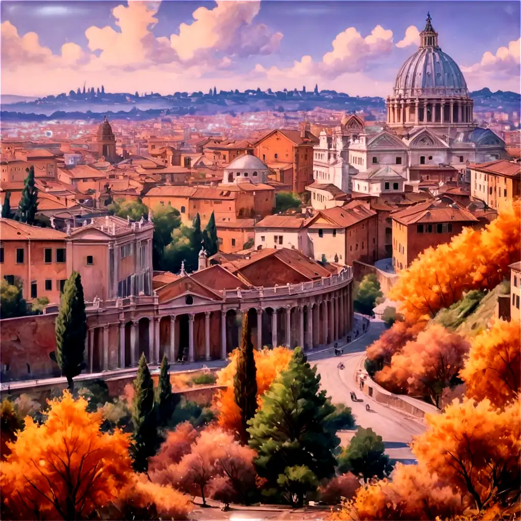 Beautiful-Painting-of-Rome-in-Autumn-HighQuality-PNG-Image