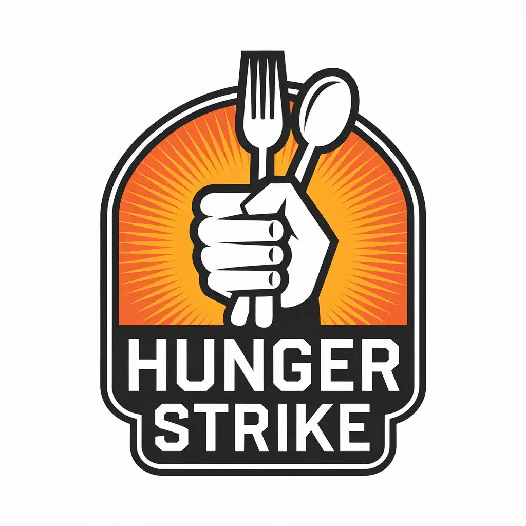 LOGO Design for Hunger Strike Vector Logo Featuring Hand Holding Fork and Spoon for Nonprofit Sector