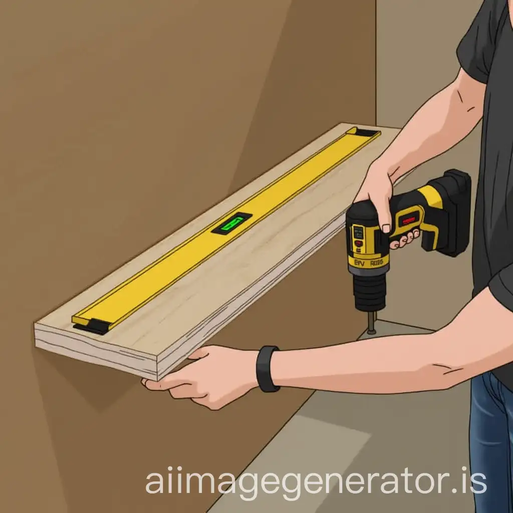 DIY-Home-ImprovementAI-Image-Prompt-Expansion-Assembly-of-Floating-Shelf-with-Level-and-Drill