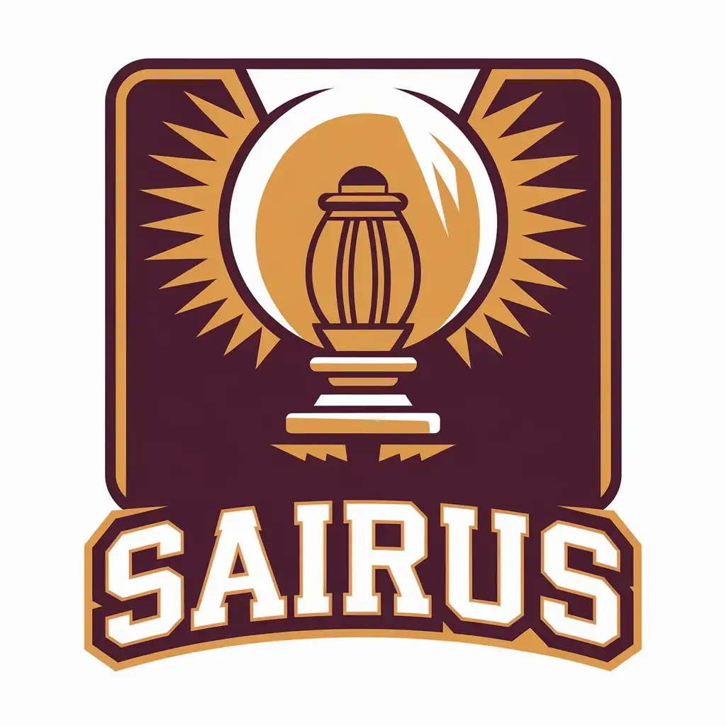 a vector logo design,with the text "SAIRUS", main symbol:lamp,Moderate,be used in Education industry,clear background