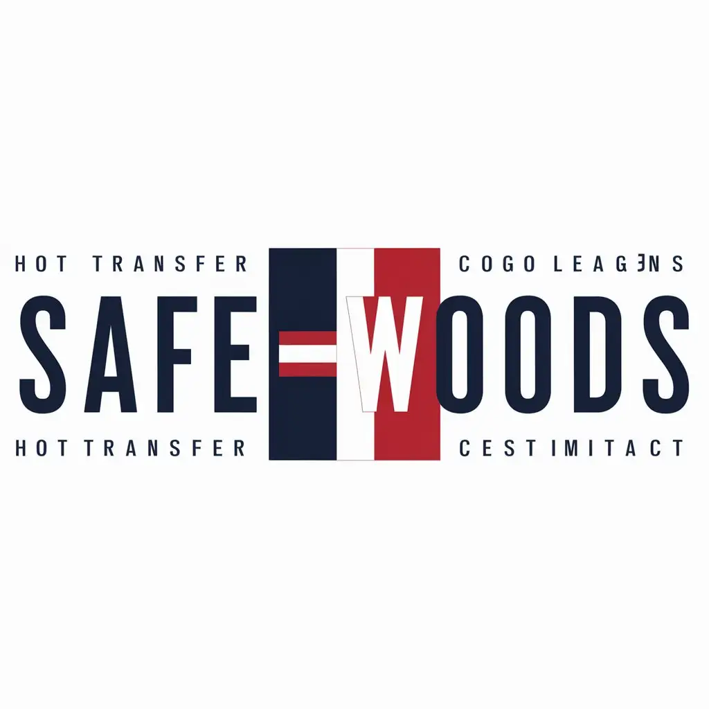 a logo design,with the text "safewoods", main symbol:Rectangular brand logo chest tag red-blue color for hot transfer imitation TOMMY HILFIGER,Moderate,clear background