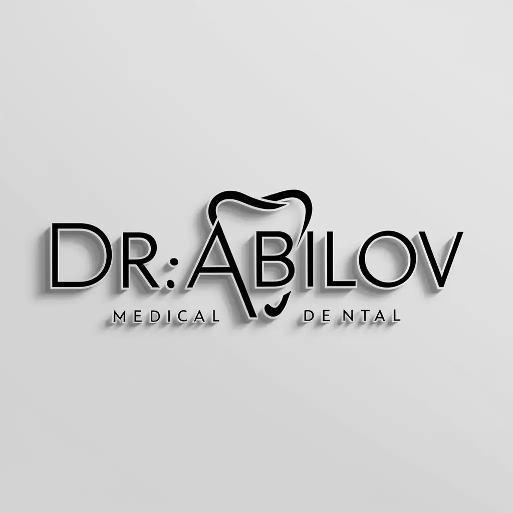 a logo design,with the text "Dr.Abilov", main symbol:tooth,Minimalistic,be used in Medical Dental industry,clear background