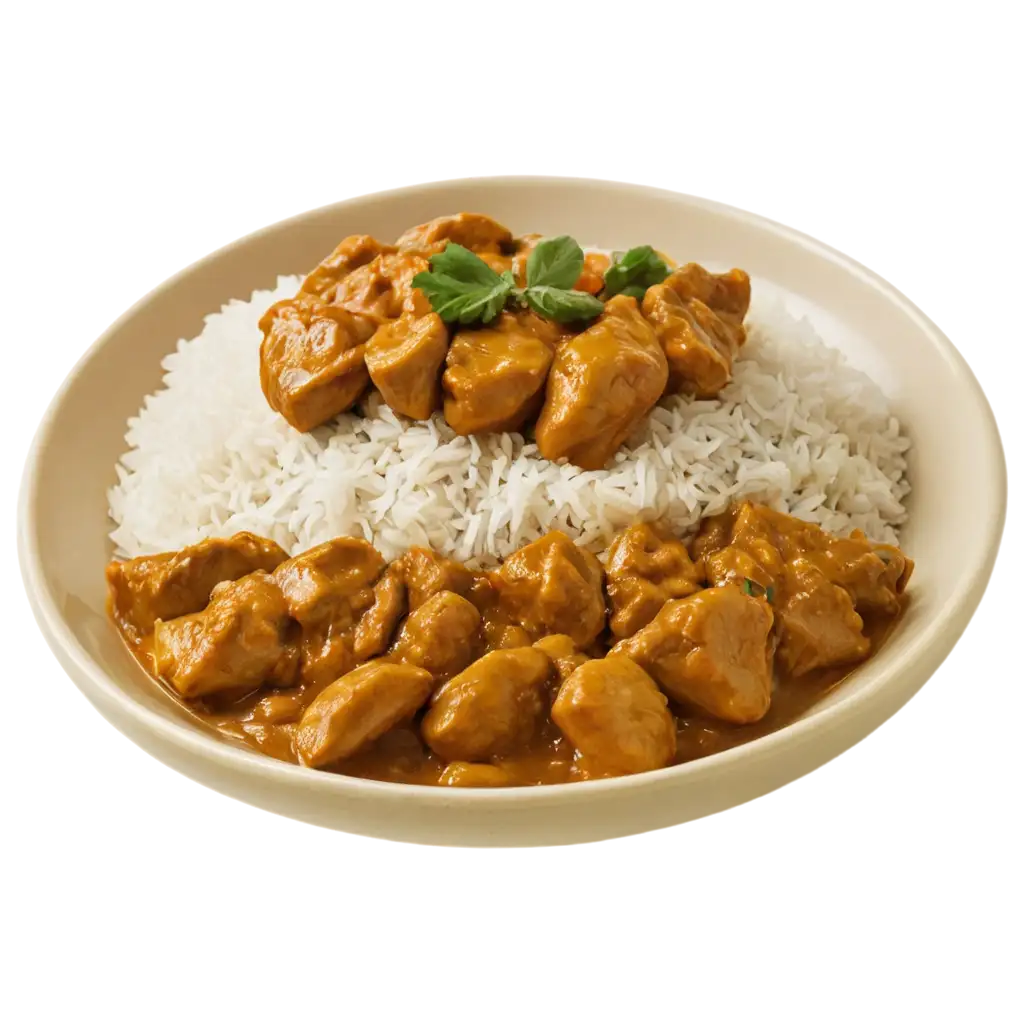 Delicious-Chicken-Curry-with-Rice-on-a-Plate-PNG-Image-for-Food-Art-and-Marketing