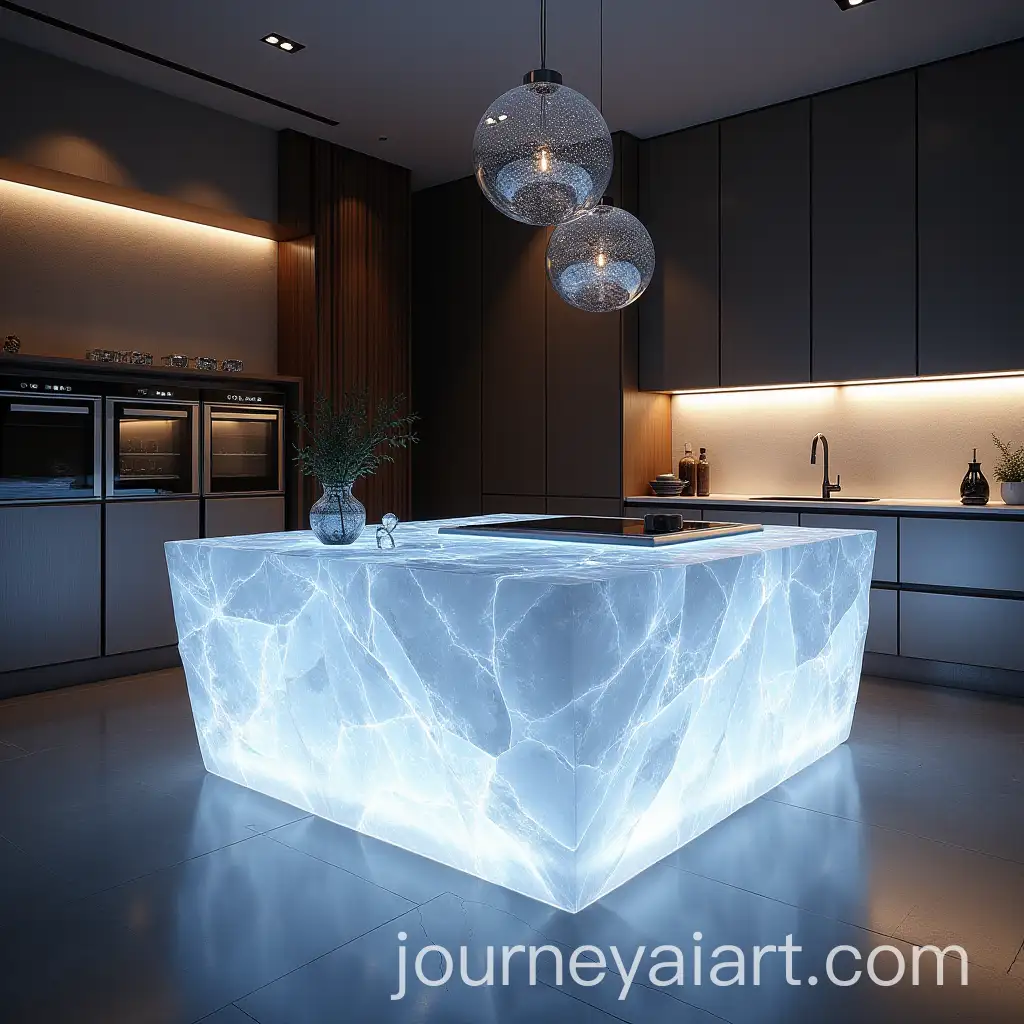 Modern-Luxurious-Kitchen-with-Futuristic-Illuminated-Crystal-Island