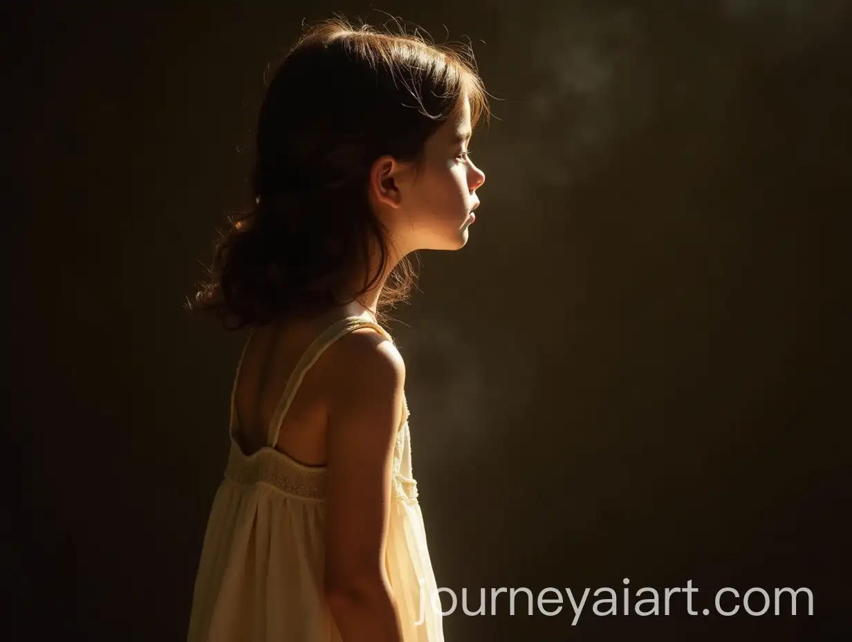 Brunette-Girl-in-Translucent-Dress-with-Light-from-Above-Caravaggio-Style-Oil-Painting