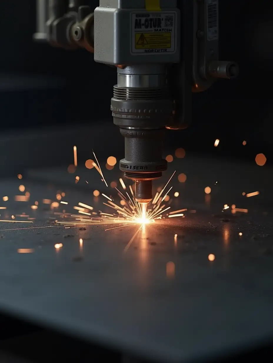 CNC plasma cutting machine, making a cut in a sheet