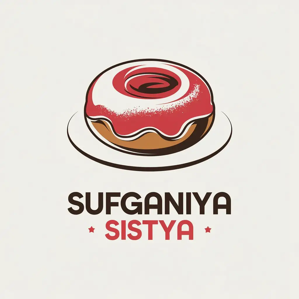 LOGO Design for Sufganiya Sistya Red Jelly Doughnut with Powdered Sugar Minimalistic Restaurant Industry