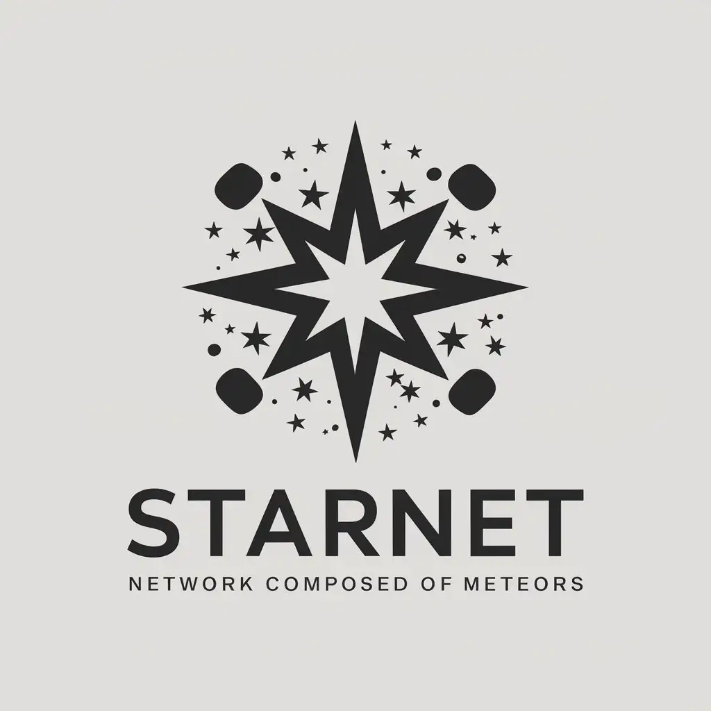 a vector logo design,with the text "StarNet", main symbol:Stars, stardust, network composed of meteors,Moderate,be used in Internet industry,clear background