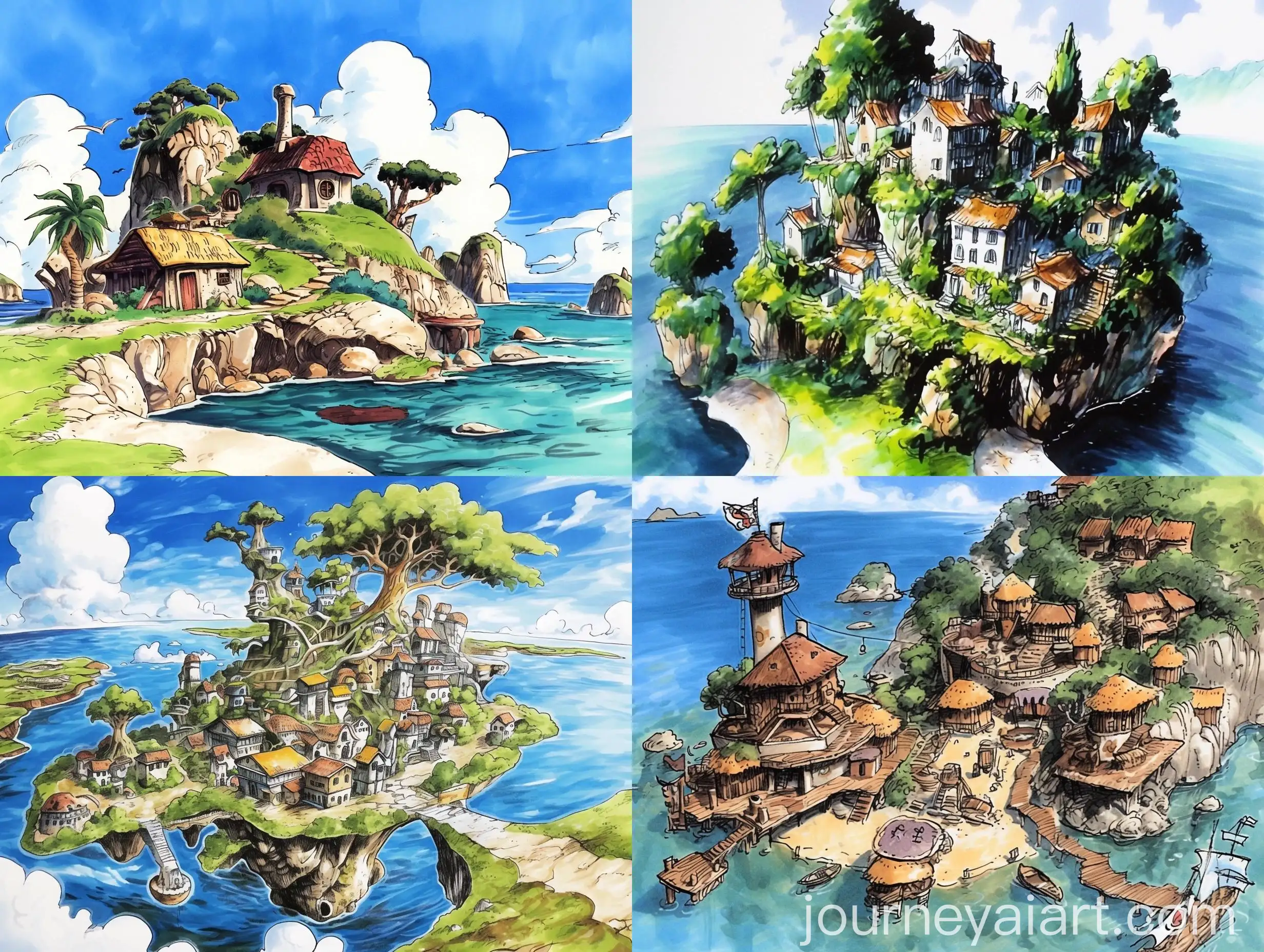 Island-with-Houses-in-Manga-Style-from-One-Piece-by-Eiichiro-Oda